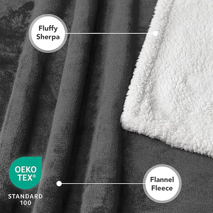 PetAmi Waterproof Dog Blanket for Medium Large XL Dog Puppy Cat Throw for Couch Cover Leakproof Protection, Sherpa Fleece, Reversible Soft Washable 80x60 Charcoal Gray