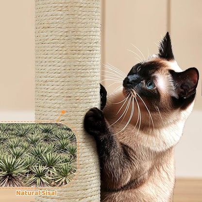 Yaheetech 64.5in Cat Tree Cat Tower Scratching Post, Plush Cover Cat Condo Bed Furniture with Hammock, Platform, Perch for Extra Large Cats as Playing House