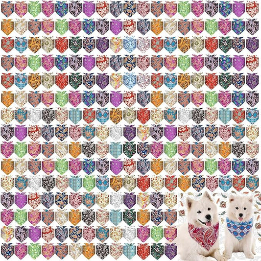 Aliceset 180 Pcs Paisley Dog Bandana Bulk Retro Bandanas for Dogs Adjustable Washable Pet Triangle Scarf Paisley Print Dog Kerchief Bibs for Small Medium Large Dog Cat Holiday Costume Accessories