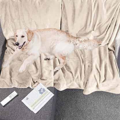 PETMAKER Dog Blanket - 80x100in Reversible Sherpa Blanket - Throw Blankets for Bed, Couch, Crate or Car - Machine Washable Puppy Essentials (Cream)