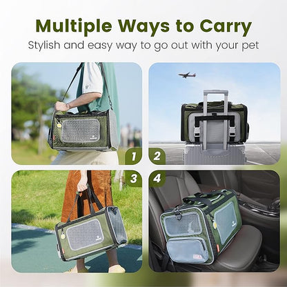 Pawaii Pet Carrier, TSA Airline Approved Cat Carrier, Soft Sided Collapsible Pet Travel Carrier, Foldable, Protable, Travel Friendly Pet Travel Carrier for Cats and Puppy