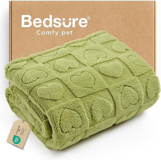 Bedsure Dog Blanket for Small Dogs Washable - Fluffy Fuzzy Puppy Cat Blanket with Premium 300GSM Coral Fleece Soft for Pet Kitten Doggy, Green, 25x35IN