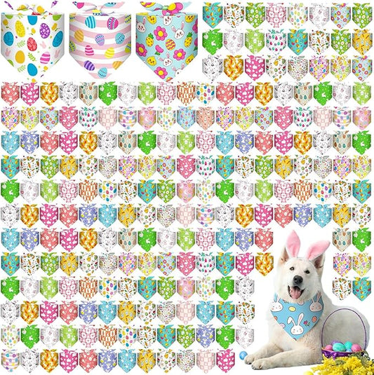 Aliceset 180 Pcs Easter Dog Bandana Bulk Spring Bandanas for Dog Cute Pet Scarf Bibs Soft Triangle Scarf Bunny Neckerchief Holiday Costume for Boy and Girl, Small and Medium Pet