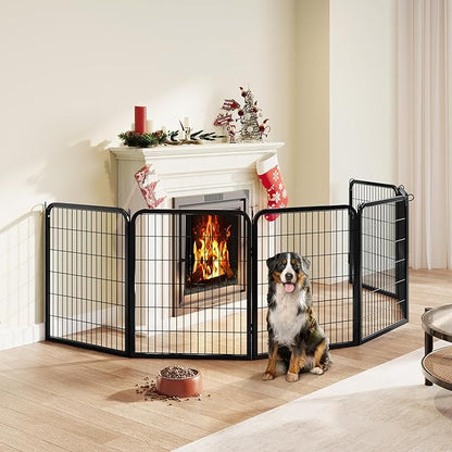 Yaheetech Dog Playpen Outdoor, 32 inch 8 Panels Dog Pen Indoor Heavy Duty Puppy Exercise Pen Metal Pet Fence for RV Camping/Yard/Garden
