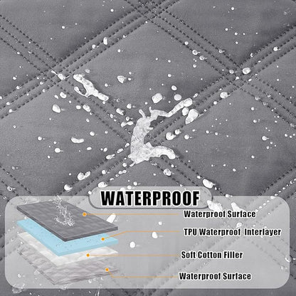 Smiry Waterproof Dog Bed Cover Blanket 68x82, Soft Reversible Pet Blanket, Washable Leakproof Cats Dogs Couch Cover for Sofa, Couch, Furniture, Grey/Light Grey