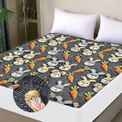 Waterproof Mattress Protector King, Fitted Sheet Style Breathable Mattress Cover with Deep Pocket Fits Up to 18'', Noiseless Bed Cover for Kids Adults Pets, Machine Washable (Gray-Carrot, 76'' X 80'')