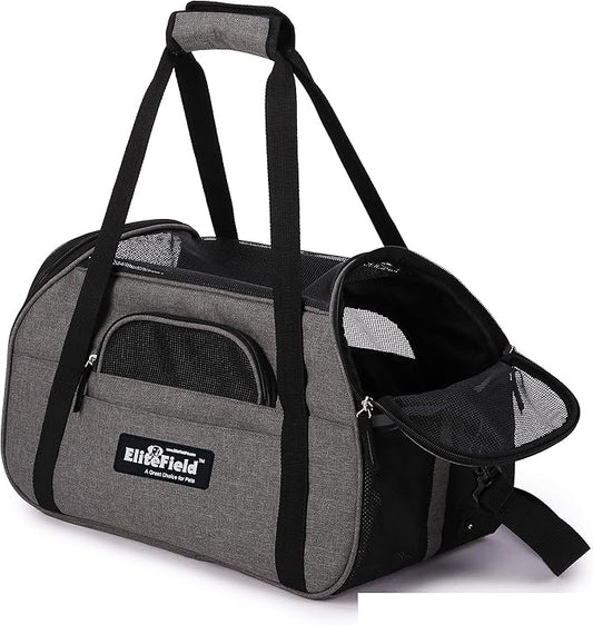 EliteField Soft Sided Pet Carrier (3 Year Warranty, Airline Approved), Multiple Sizes and Colors Available (Large: 19" L x 10" W x 13" H, Charcoal Gray)