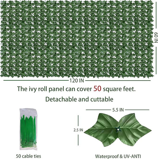 Artificial Ivy Privacy Fence Wall Screen,60X120 in UV-Anti Faux Greenery Backdrop Ivy Vine Leaf Hedges Fence Panels for Patio, Balcony, Garden, Backyard Indoor Outdoor Green Wall Decor