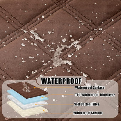 Smiry Waterproof Dog Bed Cover Blanket 30x53, Soft Reversible Pet Blanket, Washable Leakproof Cats Dogs Couch Cover for Sofa, Couch, Furniture, Brown/Beige