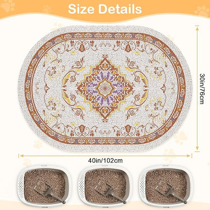 Bienbee Cat Litter Mat, 40" x 30" Jumbo Size Litter Box Mat Rug with Non-Slip Bottom, Urine and Water Proof, Easy to Clean Cat Supplies Essentials for Indoor Kitty Kitten Floor,Brown XL