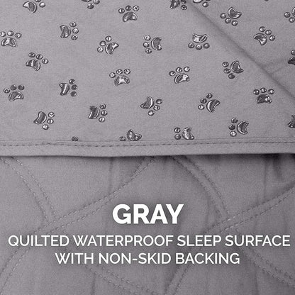 Furhaven Waterproof & Non-Slip Queen Size Mattress Cover Protector for Dogs & Cats, Washable, For Beds, Couches, & Car Seats - Quilted Twill Blanket Mattress Cover - Gray, Large/Queen Size