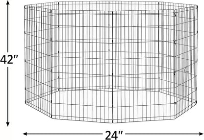 New World Folding Metal Dog Exercise Pen, Indoor/Outdoor Playpen with No Door, Provides 16 Sq Feet of Play Space, 42-Inches Tall, Black E-Coated