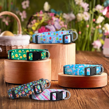 Native Pup Easter Dog Collar, Cute Spring Gift for Puppies, Pink Pastel, Eggs, Chicks, Bunny Adjustable for Small, Medium, Large Breeds (Bunny & Eggs, Small)