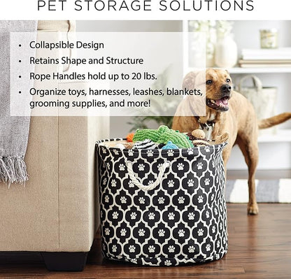Bone Dry Pet Storage Collection Collapsible Bin, Rose, Medium Round