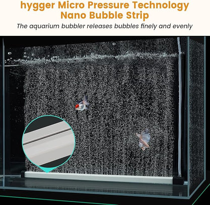hygger Aquarium Bubble Strip, Nano Air Bubble Curtain Wall Aquarium Air Stone Kit, Quiet High Dissolved Oxygen Diffuser Fish Tank Bubbler Decorations for Freshwater Saltwater (5.9 Inch)