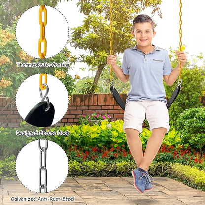 Sunnyglade 8PCS Swings Seats Heavy Duty with 66" Chain, Playground Swing Set Accessories Replacement with Snap Hooks, Support 250lb (8, Black)
