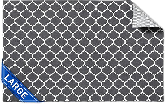 Cooyes Large Dog Food Mat 17.5"×36", Ultra-Absorbent Dog Bowl Mat for Food and Water, Pet Feeding Mat with Non-Slip Rubber Back, Cat Placemats with Water-Locking Bottom That Protects Floors