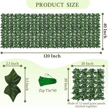 Artificial Ivy Privacy Fence Wall Screen,40X120 in UV-Anti Faux Greenery Backdrop Ivy Vine Leaf Hedges Fence Panels for Patio, Balcony, Garden, Backyard Indoor Outdoor Green Wall Decor