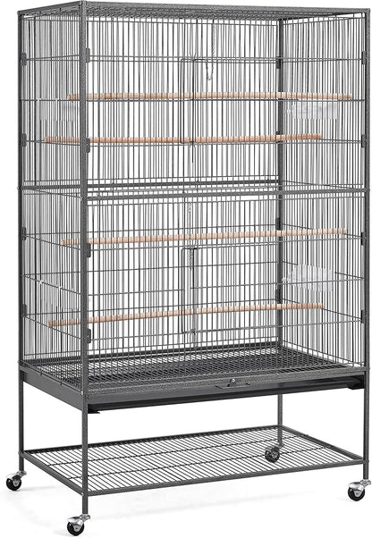 Topeakmart X-Large Parrot Cage Bird Cage with Rolling Stand for Medium Birds Cockatiels Quaker Green Cheek Sun Conure African Grey, 60.5inch