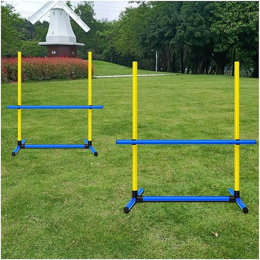 Dog Jump Hurdles Training Equipment,Indoor or Ourdoor,Dog Agility Training Equipment,Jump Obstacle Course for Dogs Outdoor, Playground Equipment,Carrying Bag (2 Sets)…, blue yellow