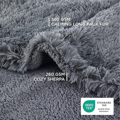 Bedsure Waterproof Dog Blankets for Large Dogs - Cat Blanket for Couch Protector Washable Long Faux Fur, Calming Soft Reversible Throw Furniture Protection for Puppy Pet Pet, 40"x50", Grey