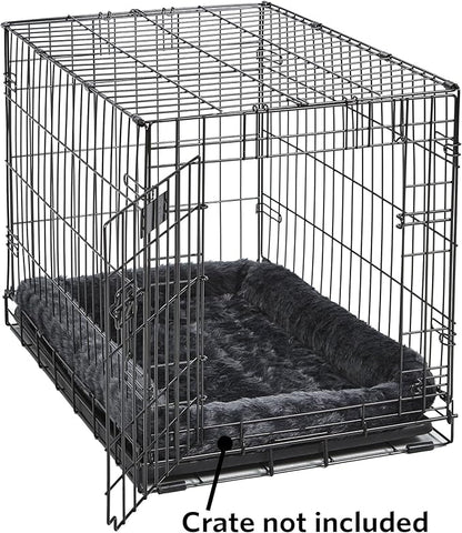 MidWest Homes for Pets QuietTime Dog Bed – Gray Faux Fur Bolster, Ultra-Soft and Machine Washable, Fits 48-Inch Crates and Carriers, for Extra-Large Breed Dogs