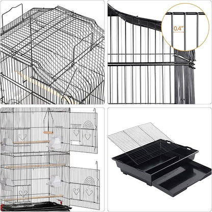 Yaheetech 41-inch Open Top Medium Bird Cages for Parakeets Finches Canaries Lovebirds Small Quaker Parrots Cockatiels Budgie Green Cheek Conure Travel Pet Flight Birdcage