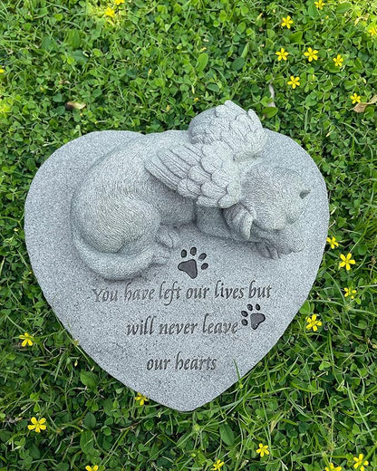 Angel Dog Pet Memorial Stone, Outdoor Decor, Pet Loss Headstone, Memorial Sculpture for Dog Grave Marker