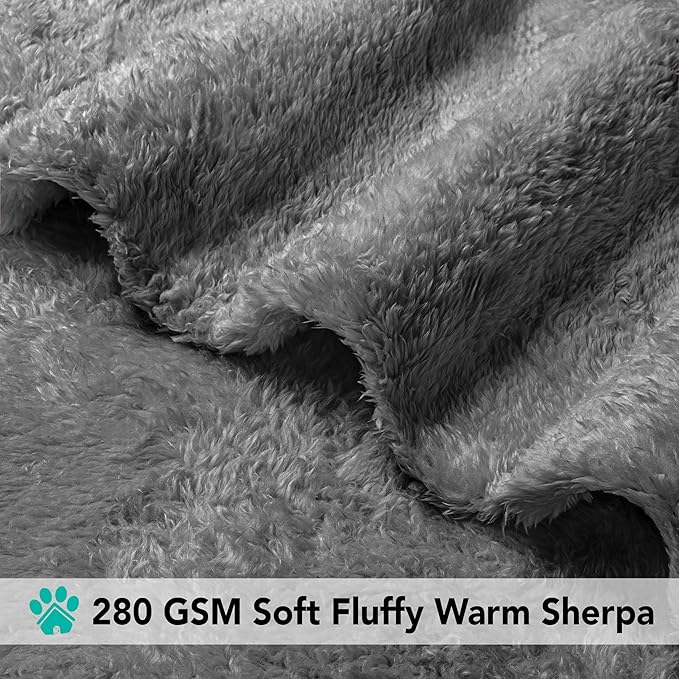 PetAmi Dog Blanket for Large Dogs Grey, Fluffy Soft Sherpa Fleece for Puppy, Kitten, Cat, Calming Pet Throw for Bed, Washable Sofa Couch Cover, X-Large 60x80