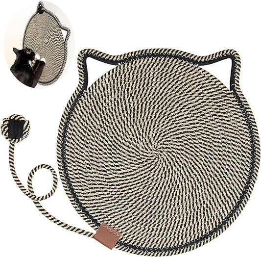 Cat Scratcher Mat, Natural Cotton Rope Cat Scratch Pad, 15.7'' Round Horizontal Floor Cat Scratching Pads for Indoor Cats, Cat Furniture Protector for Wall, Couch, Carpets, Sofas