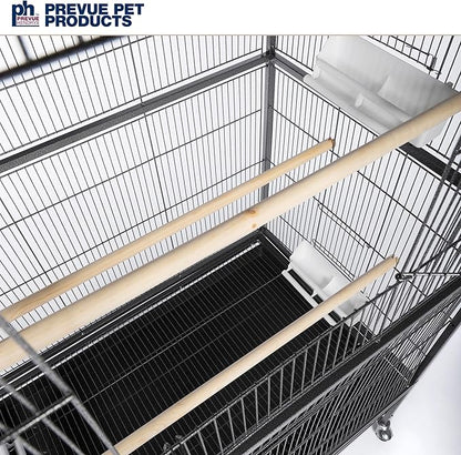 Prevue Pet Products Steel Bird Flight Cage with Wheels - Large Birdcage for Parakeets, Canaries, Finches, Cockatiels, Lovebirds, & Green Cheek, Metal Standing Birdcage - Black, Large