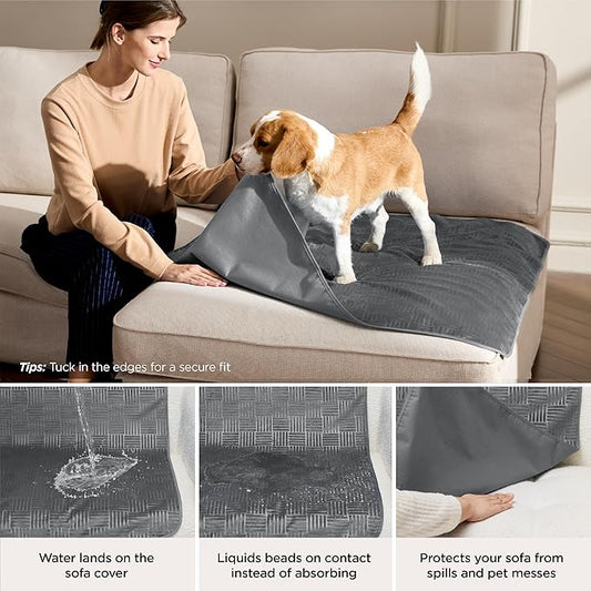 Bedsure Waterproof Couch Cover for Dogs Washable - Waterproof Blanket for Couch Sofa Cozy, Lightweight Furniture Protector for Pet Cat Quick Drying Puppy, Ash Grey, 30x70IN