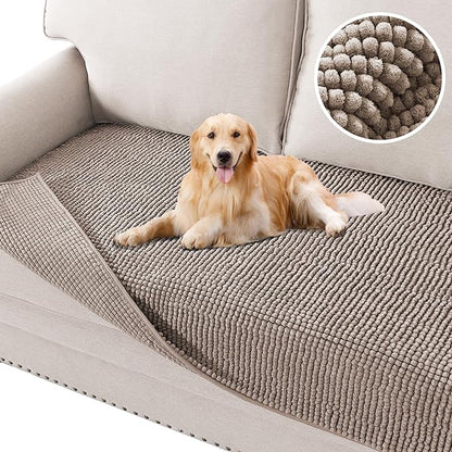 H.VERSAILTEX Plush Chenille Dog Bed Cover Thick Soft Loveseat Cover for 2 Cushion Couch Anti Slip Couch Cover Furniture Protector for Dog, Pet, Cat (35" x 62", Cuban Sand)