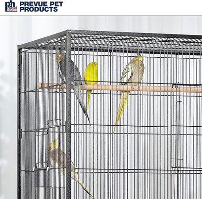 Prevue Hendryx Pet Products Wrought Iron Flight Cage - Big Rolling Bird Cage for Parakeets, Cockatiels, Conures, Lovebirds, Canaries, Finches, Parrotlets, & Caiques, 5 Ft - X-Large, Hammertone Black