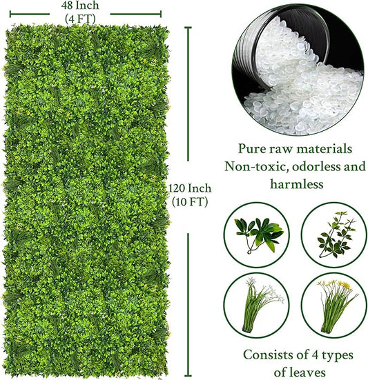Artificial Plant Wall Roll: 48 X120 in (40 sqft) UV-Anti Ivy Privacy Fence Screen Faux Greenery Panels Backdrop Boxwood Ivy Vine Leaf Hedge Fence for Indoor Outdoor Green Decor