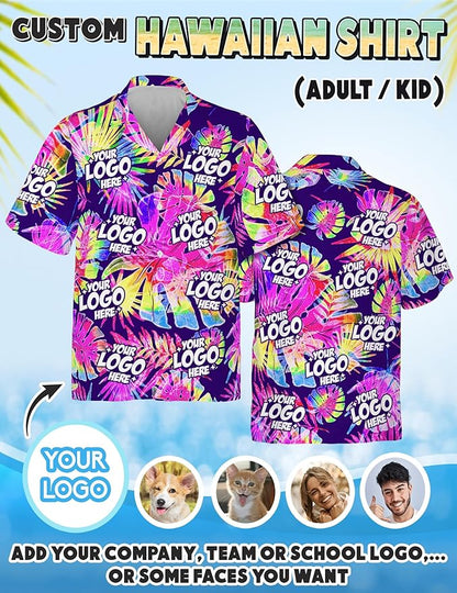Custom Hawaiian Shirt with Face Photo Picture for Men Women Kids Youth Adult, Tropical Personalized Hawaiian Shirts Gift