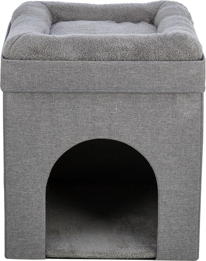 Trixie Crazy Cube Stackable Cat Condo with Sisal Scratching Surface & Reversible Plush Cushion – Tool-Free Assembly, Collapsible Modular Indoor Cat Furniture, Sturdy MDF Cave, Supports up to 35 lbs