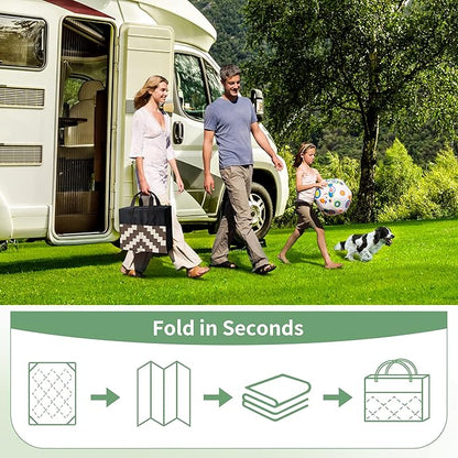 GENIMO 5x8 Outdoor Rug Waterproof, Reversible Mats, Outdoor Area Rug, Plastic Outside Carpet, Geometric Rv Mat for Patio Camping Rv Picnic Backyard Deck Balcony Porch Beach Trailer (Coffee&Beige)