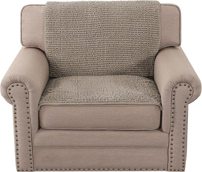 H.VERSAILTEX Plush Chenille Couch Armrest Cover 2 Packs Thick and Soft Sofa Covers Furniture Protector Cover for Pets (27.5" x 27.5", Taupe)