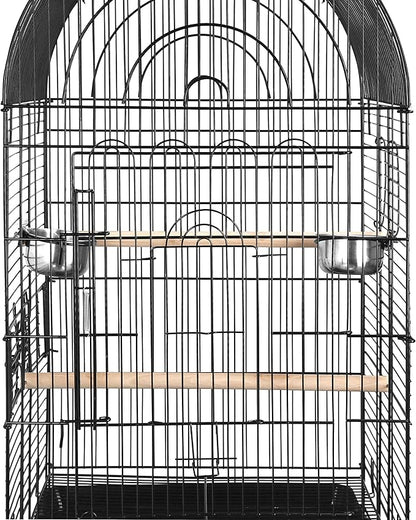 SUPER DEAL 63.5'' Rolling Bird Cage Large Wrought Iron Cage for Cockatiel Sun Conure Parakeet Finch Budgie Lovebird Canary Medium Pet House with Rolling Stand & Storage Shelf