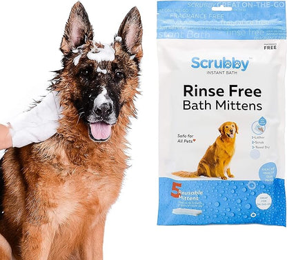 ScrubbyPet No Rinse Pet Wipes- Use Pet Bathing, Pet Grooming Pet Washing, Simple to Use,Just Lather, Wipe, Dry. Excellent Sensitive Skin. The Ideal Pet Wipes Bathing Your Pet Dog Cat.