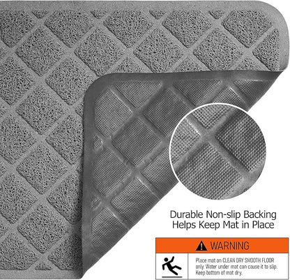 Cat Litter Mat Litter Trapping Mat, 47" x 35" Premium Durable PVC Grid Mesh with Scatter Control, Non-slip, Less Waste Cat Litter Box Mat, Soft on Kitty’s Paws, Urine Waterproof