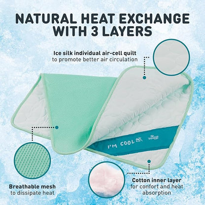INSPECTOR TAIL 3D ChillPocket Cooling Mat for Dog + String Bag Pack/Air-Cells for Better Airflow/Washable & Portable Pet Soft Pad for Indoor or Outdoor Blanket for Kennel Sofa Bed Floor Car