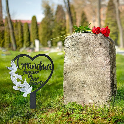 BUoonyer Stake Graves Cemetery Decorations - Husband Metal Memorial Grave Markers, Men Heart Graveyard Sympathy Plaque, Dove Remembrance Graveside Burial Decor Sign for Outside Yard Garden