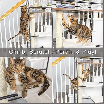 PetFusion VersiCLimb Cat Climber | Multi-Purpose Pet Furniture w/Tall Scratching Post & Hammock | Multi-Level Cat Scratcher Great for Pet Storage or Displaying Pictures & Books