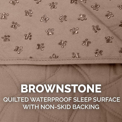 Furhaven Waterproof & Non-Slip Full Size Mattress Cover Protector for Dogs & Cats, Washable, For Beds, Couches, & Car Seats - Quilted Twill Blanket Mattress Cover - Brownstone, Medium/Full Size