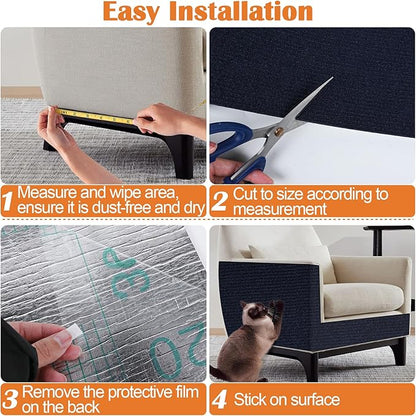 Cat Scratch Furniture Protector - 158" x 13.8" Trimmable Self-Adhesive Cats Claws Scratch Pads, DIY Cat Climbing Couch Protector for Scratch Post Cat Tree Replacement Indoor (Dark Blue)