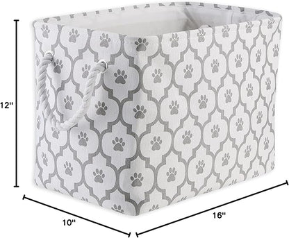 Bone Dry Pet Storage Collection Lattice Paw Print, Medium Rectangle, White/Gray