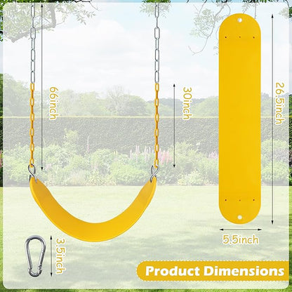 Sunnyglade 2PCS Swings Seats Heavy Duty with 66" Chain, Playground Swing Set Accessories Replacement with Snap Hooks, Support 250lb (2, Yellow)
