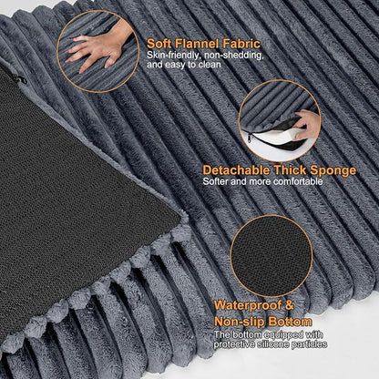 FURTIME Backseat Pet Bed Mat, Non-Slip Dog Bed for Car Back Seat, Washable Travel Pet Mat with Removable Cover, Dog Seat Covers Protector Fit for Backseat Extenders and Trucks SUVs, 54"x 24.8", Grey